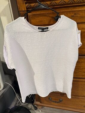 Textured white Short Sleeve Tee